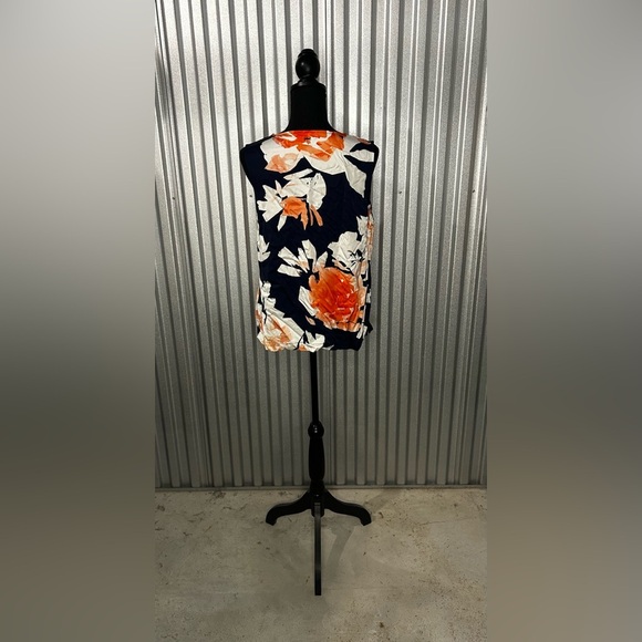 Women’s Tyler Böe Blue Orange Floral Viscose Sleeveless Tank Top Designer Large - Picture 2 of 4